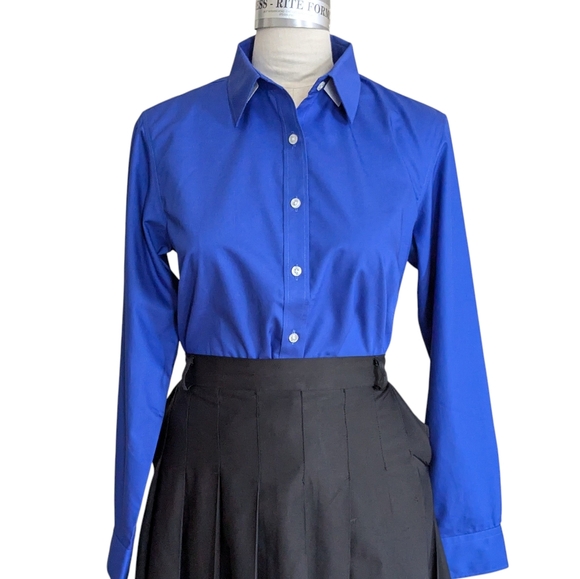 Lands End Blue Button Up Shirt Size 12 - Picture 1 of 8